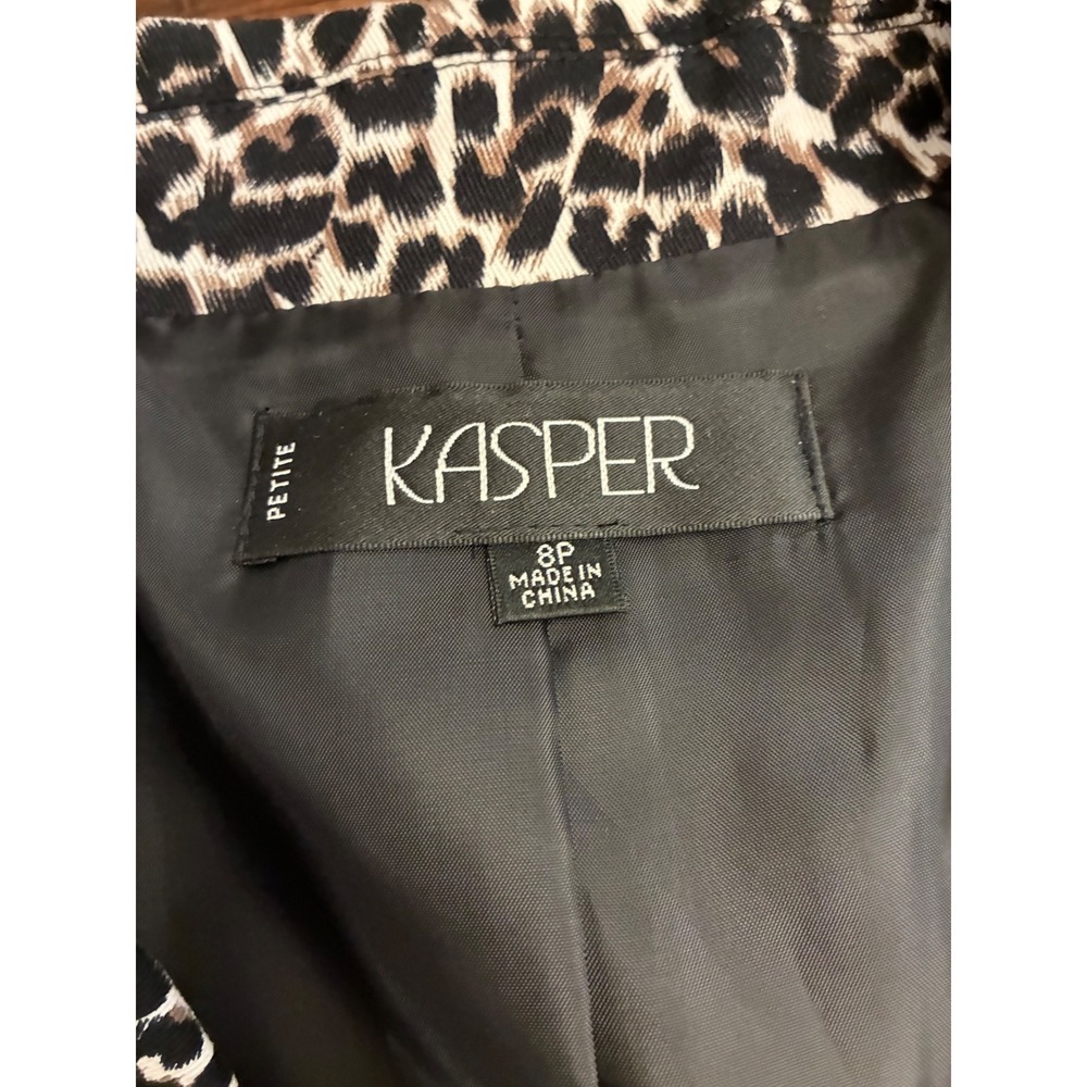 Vintage Kasper Petite 3/4 Animal Print 3/4 Sleeve Blazer Office Special Occasion - Picture 2 of 4